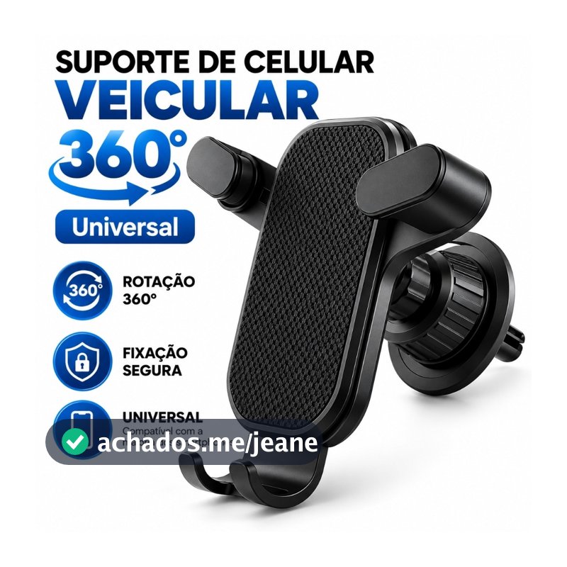 Suporte de Celular Carro 360º Giratório Universal Multifuncional Ventilacao Ar Condicionado Veicular