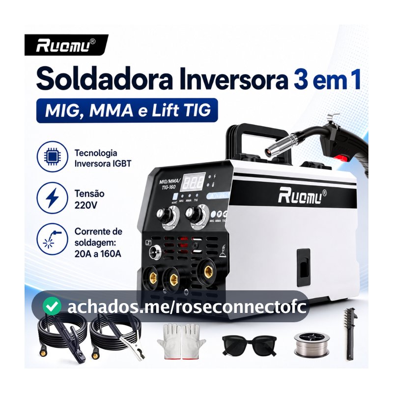 Máquina De Solda Portátil 160A/250A Inversora MIG/MMA/TIG 220V