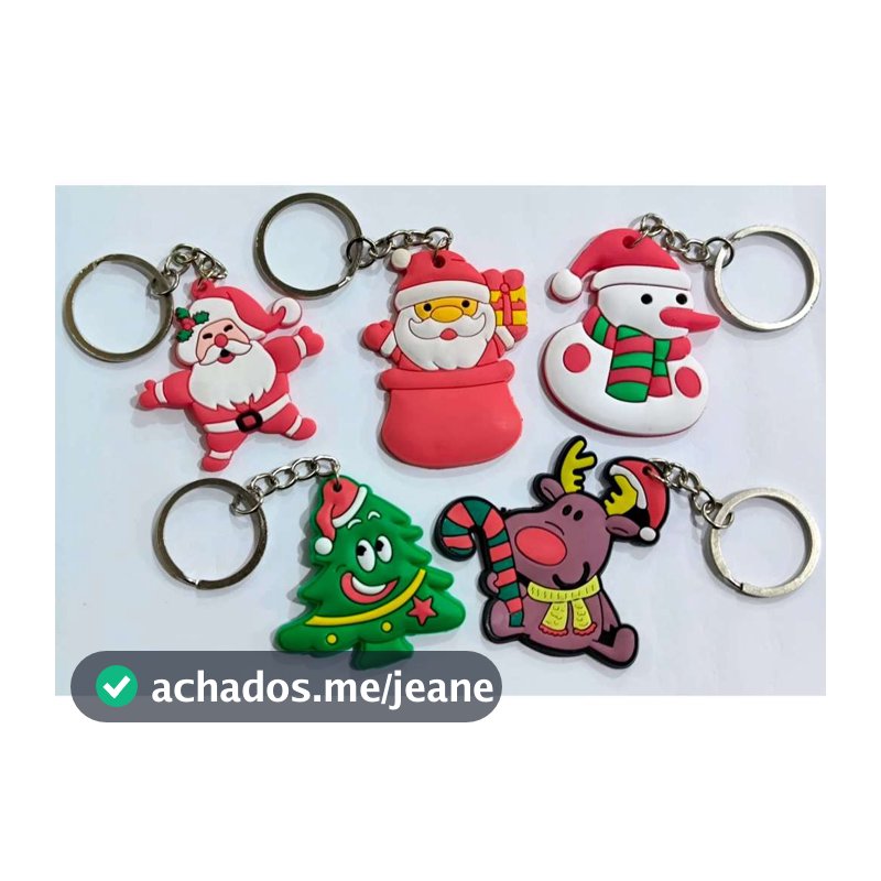 12 Chaveiros Natal em Silicone Papai Noel, Árvore, Boneco de Neve Brinde e Presente de Natal Sortido