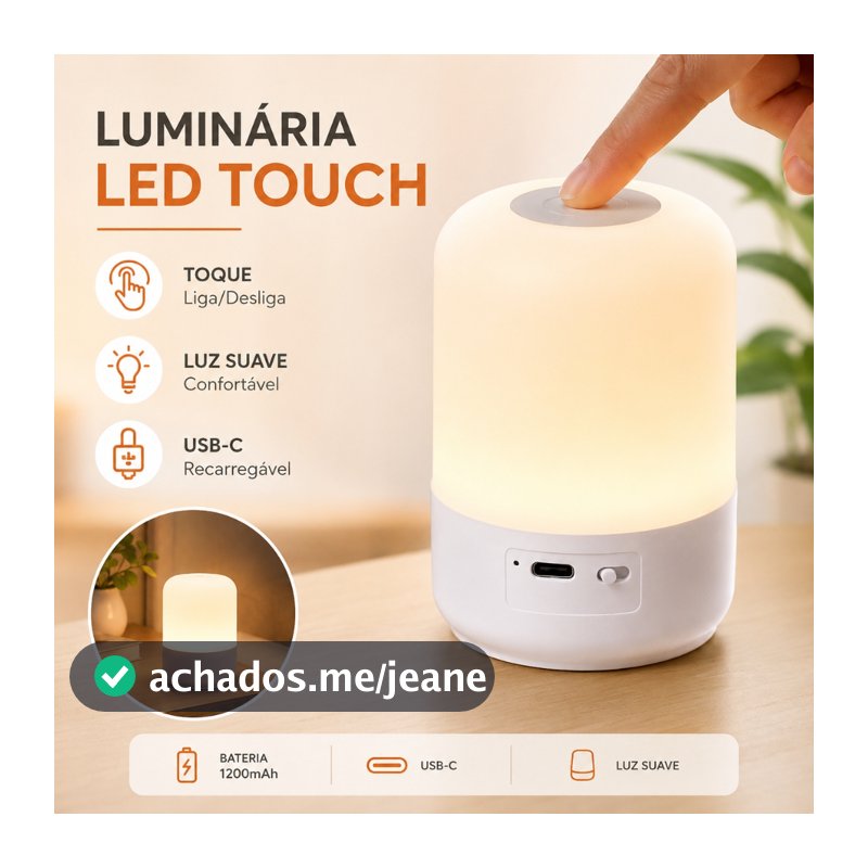 Abajur Quarto Luminária Led De Mesa Criado Mudo Recarregável Touch Cabeceira De Quarto Luz Estudos