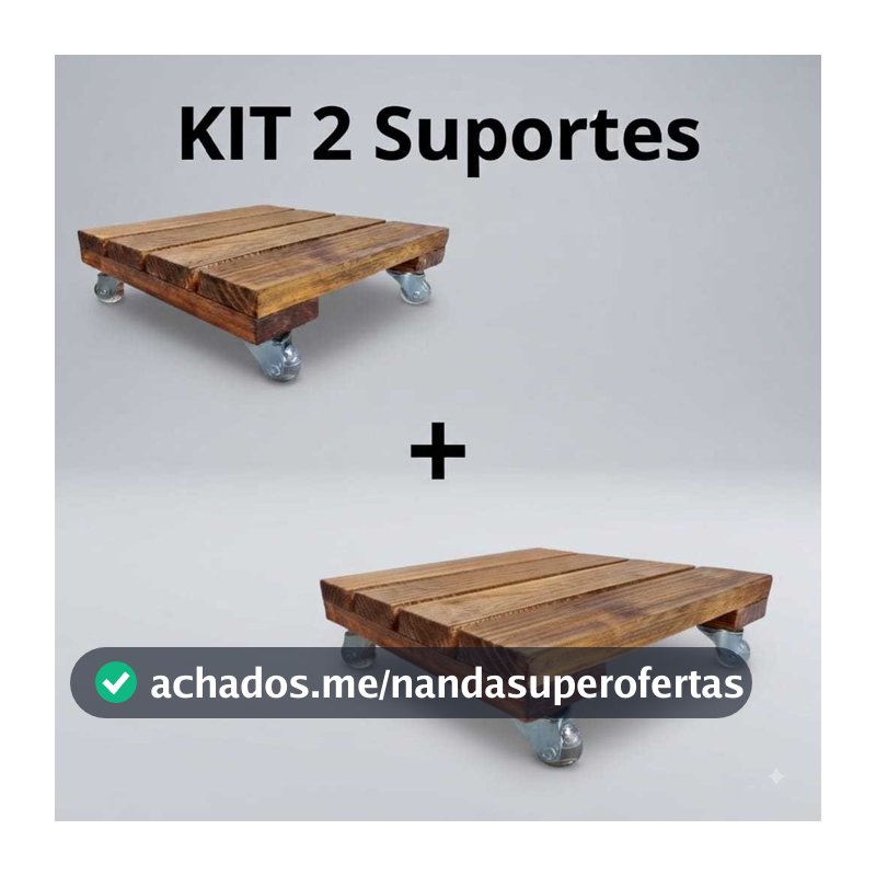 KIT COMBO 2 SUPORTES DE MADEIRA PARA VASOS 30X30 COM RODINHAS DE SILICONE GEL NÃO RISCA PISO DELICADO