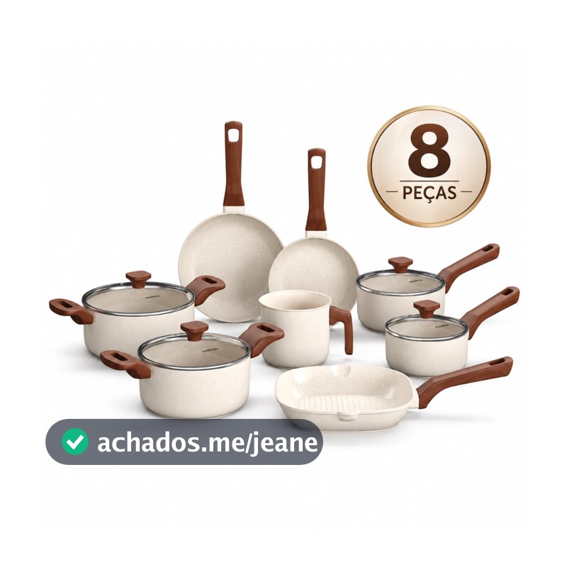 Kit Conjunto de 8 Panelas Indução Mimo Style Pratic Cook Marmol