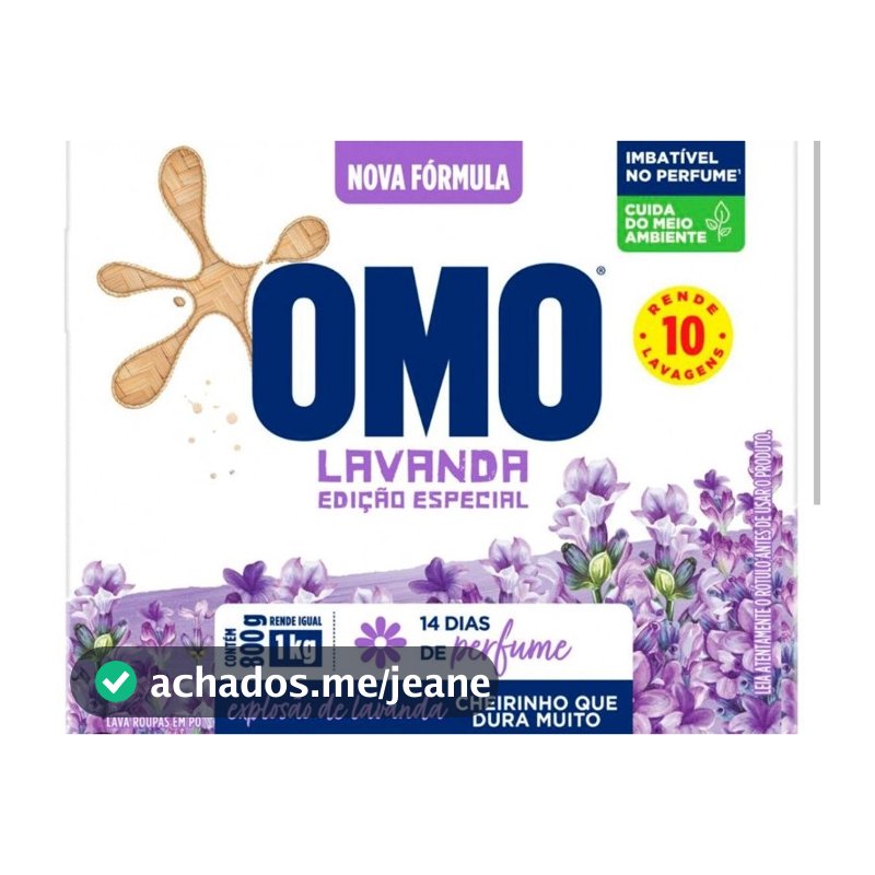 Lava Roupas Em Pó OMO Lavanda 800g o cheiro na roupa dura até 15 dias