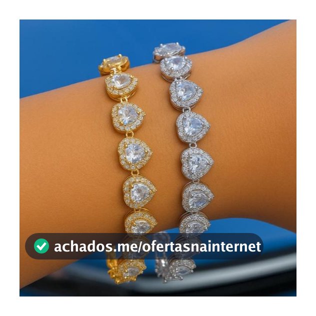 Pulseira Feminina Coração Cravejado Antialérgica Banhada a Ouro – ou Na Cor Prata