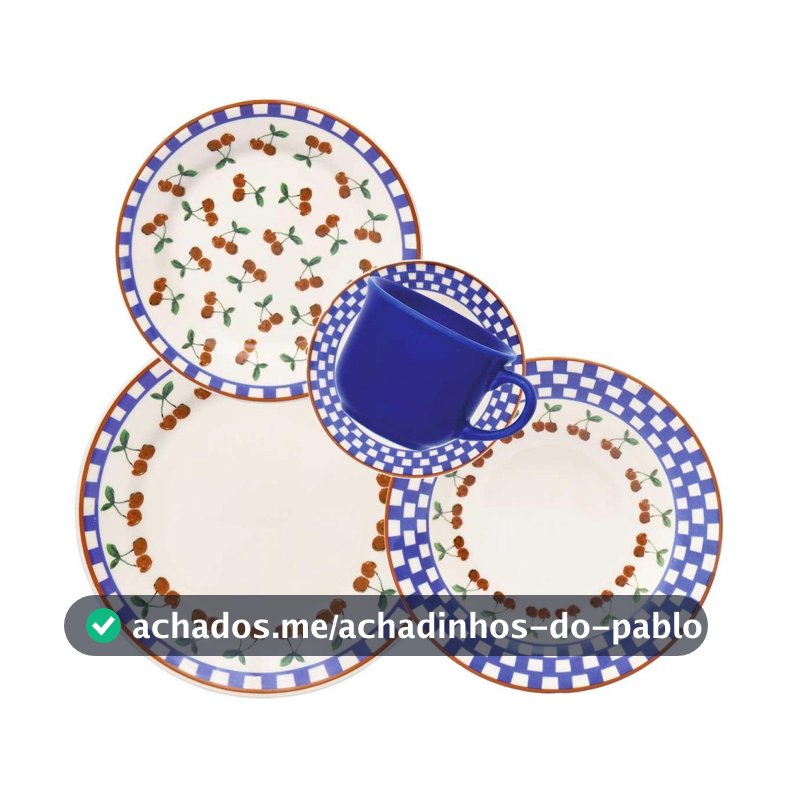 Aparelho de Jantar Chá 20 peças Donna Jardim de Cerejas