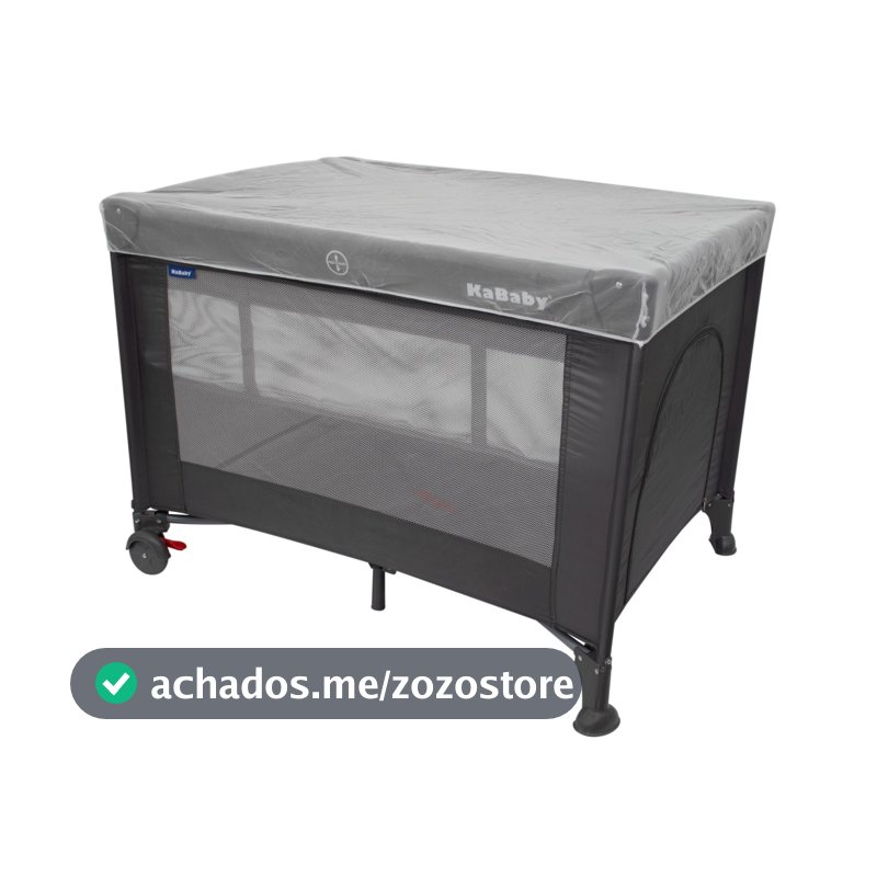 Berço Portátil Infantil Cercado Desmontável Com Bolsa Para Transporte e Mosquiteiro Explorer 0 a 15kg Cinza - KaBaby