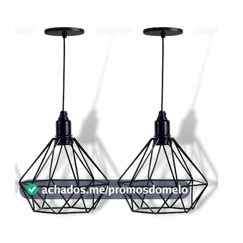 Kit 2 Pendente Diamante Piramide Industrial Luminaria Cabo Regulavel
