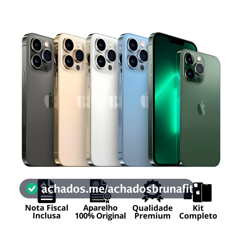 Celular iPhone 13 Pro Max (128GB) (256GB) 100% Original Apple Seminovo Vitrine Bateria 85% a 100% NF Carregador Película
