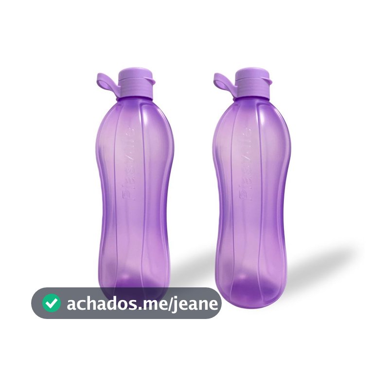Conjunto 2 Garrafa Plasvale Squeeze Plástico 2l Tampa Colorida Alça Bico Articulável Água Fit Corrida