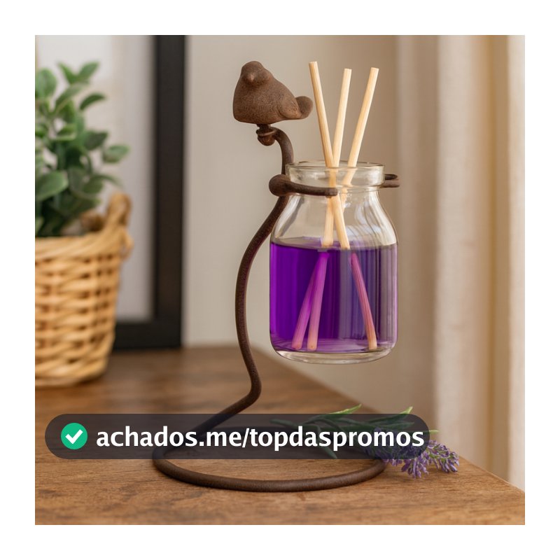 Suporte Decorativo Passarinho com Garrafinha Aromatizador Flores Decoração Mesa Ambiente Elegante