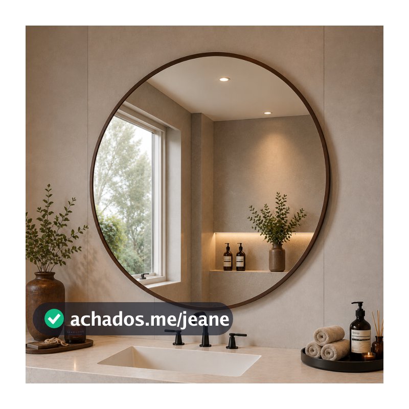 Espelho Lopazzi Grande Redondo Moldura 80cm Decorativo Quarto Banheiro Sala Hall Quarto