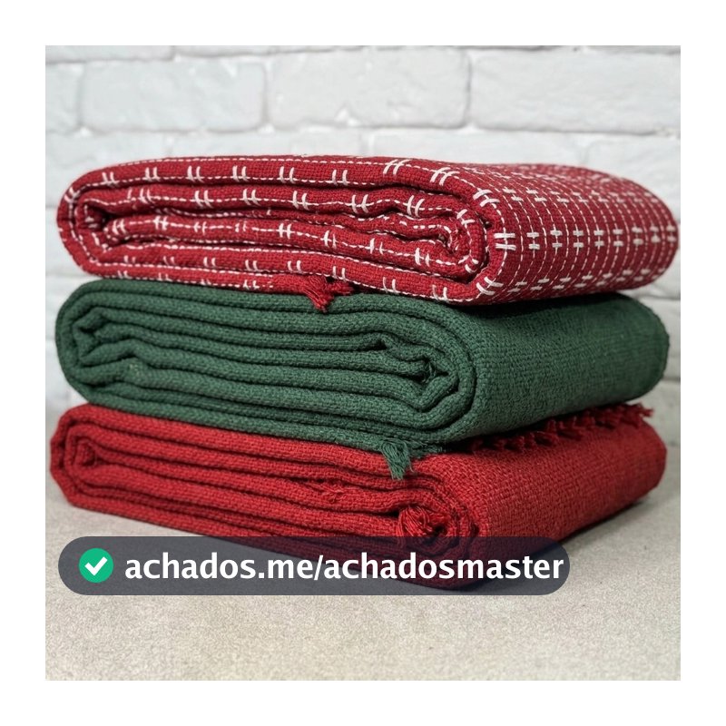 Manta para Sofá 3,00m x 1,80m Cores de Natal Verde e Vermelha Proteção e Decoração