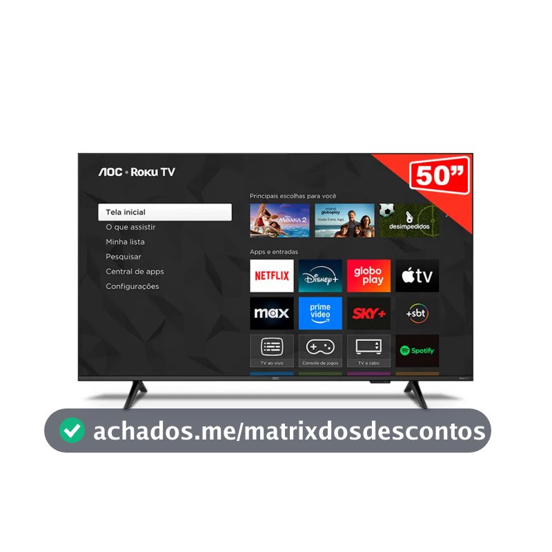 Smart TV AOC 50" DLED 4K UHD Roku TV - 50U7066/78G