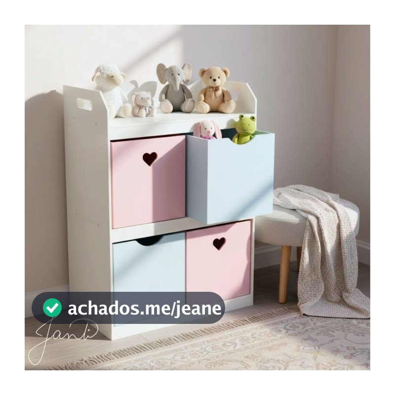 Organizador de Brinquedos Bancada Infantil 4 Gavetas em MDF