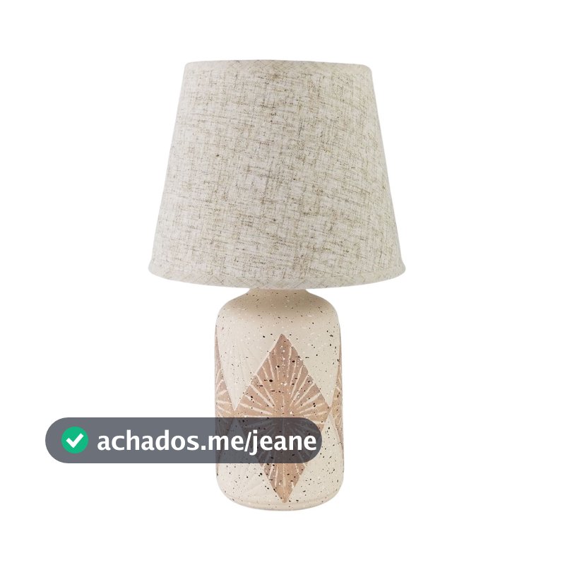 Abajur de Quarto Luminária de Mesa Cor Areia e Cúpula Palha
