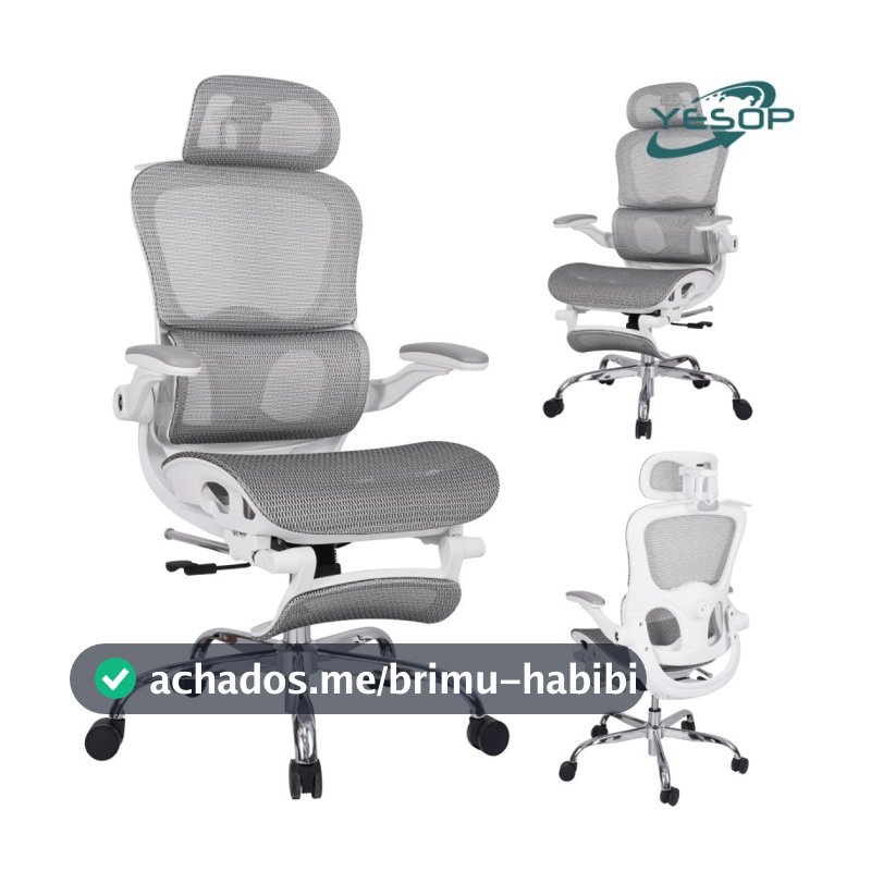 YESOP Cadeira De Escritório Ergonômica Com Apoio Lombar E De Pernas Assento Zero Gravity Cor Branco