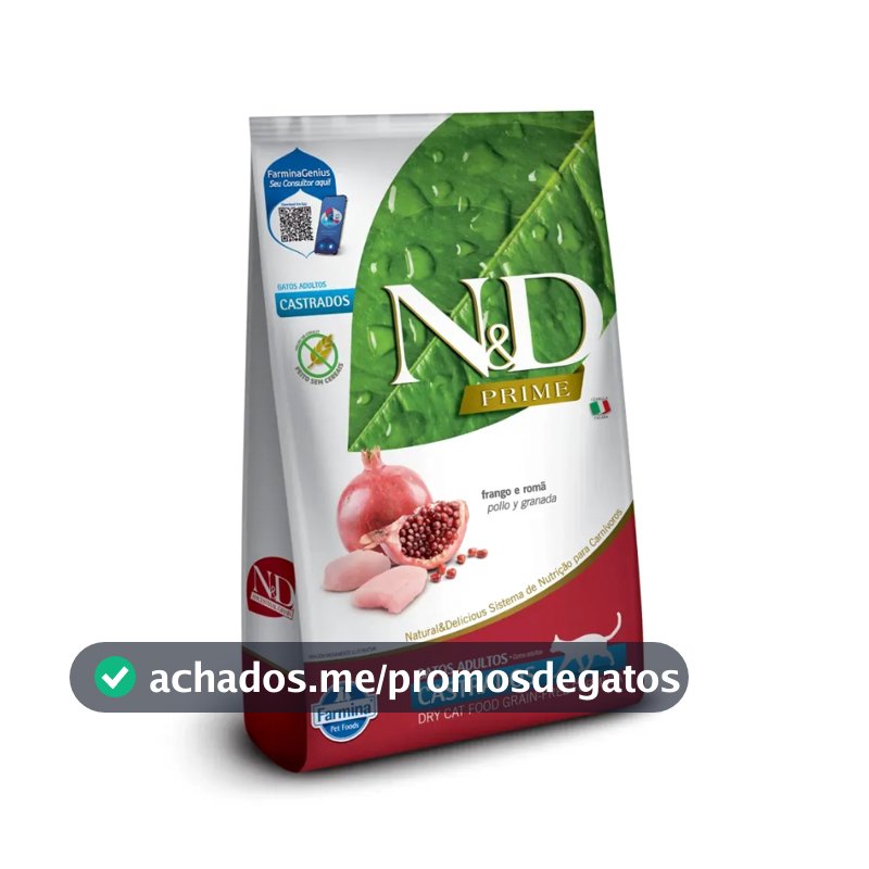 Ração N&D Prime Gatos Castrados Frango e Romã 7,5kg