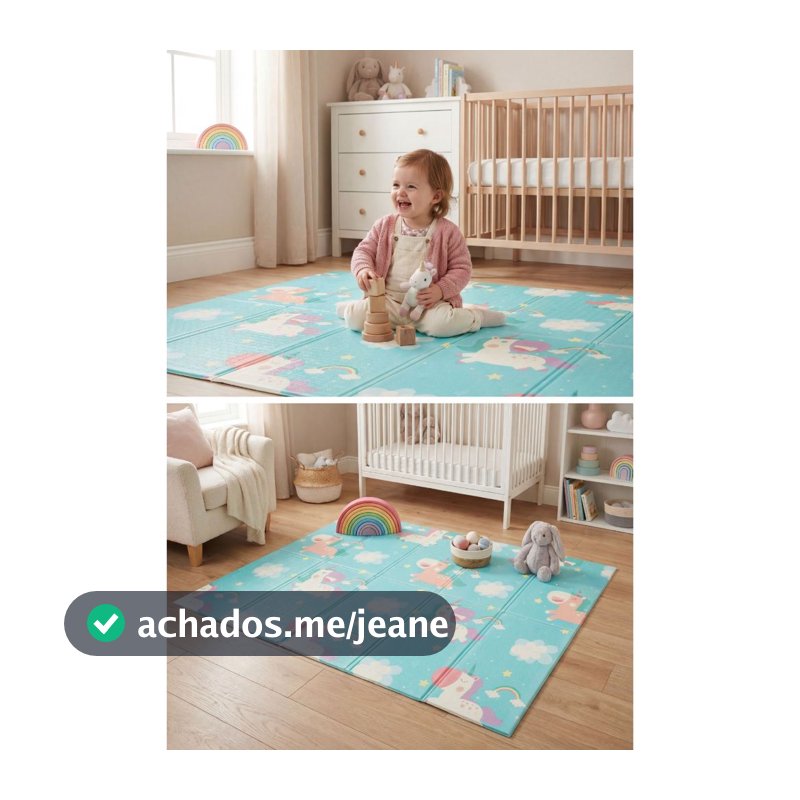 Tapete Tatame Infantil Dobrável Dupla Face 180x120 Impermeável Antiderrapante