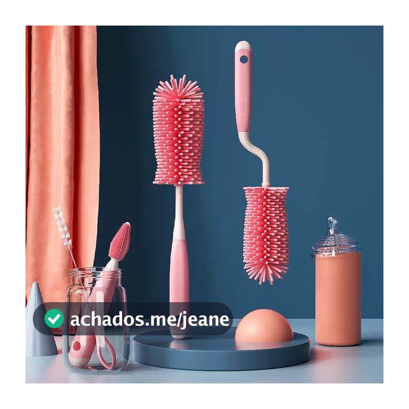 Kit4 de Limpeza Completo 360 Graus para Mamadeira, Chupeta e Canudo - Escova de Silicone e Ferramentas Pequenas