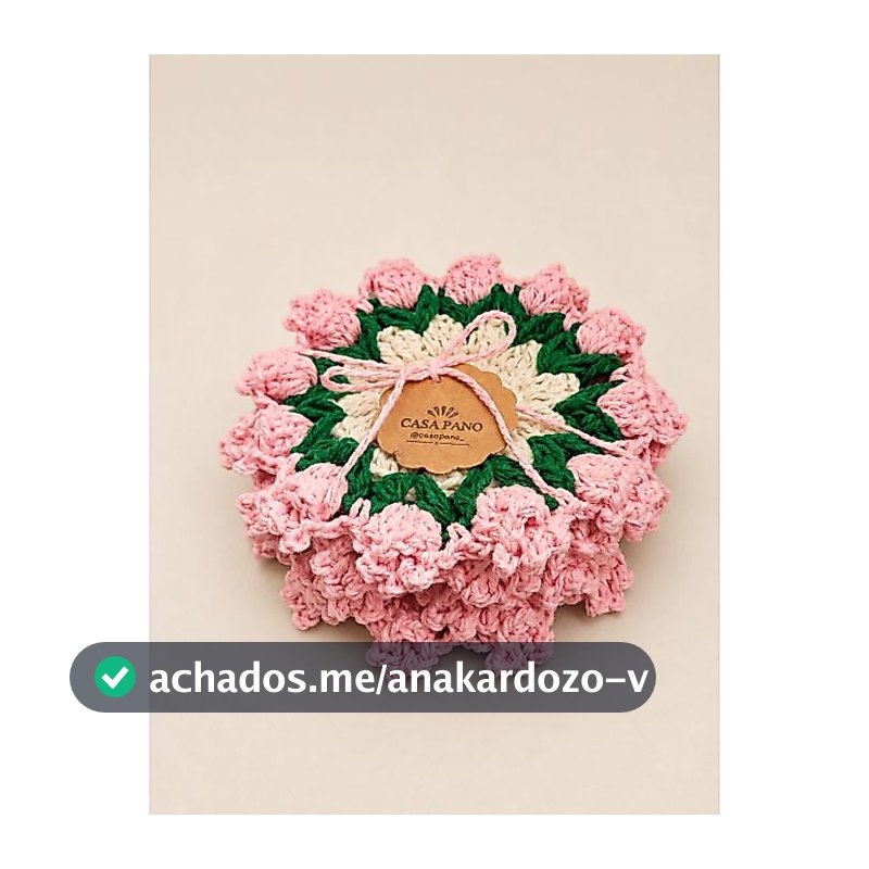 porta copos crochê tulipa / mesa posta / 2, 4,8  unidades