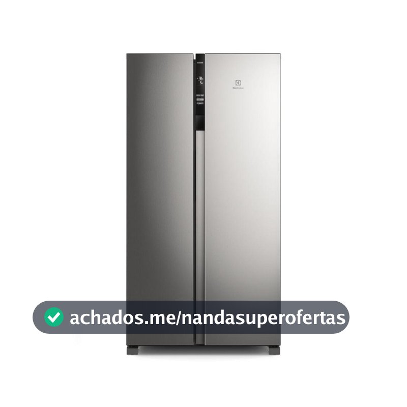 Geladeira Electrolux Frost Free Inverter 440L Efficient com AutoSense Side by Side cor Inox Look (IS4S)