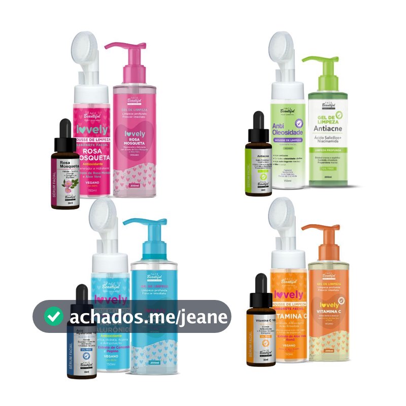 Kit Skincare Lovely Face Limpeza Profunda Sérum Facial Antiacne Vitamina C Rosa Mosqueta