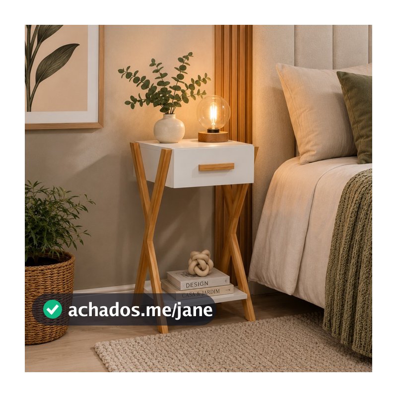 Mesa de Cabeceira Moderna com Gaveta e Nicho Inferior