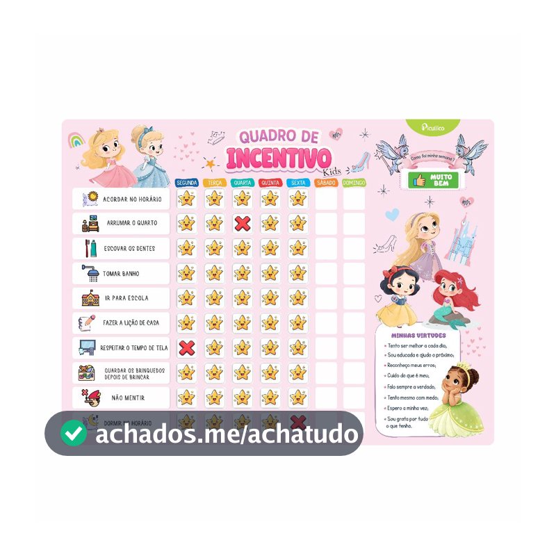 Quadro Regras Infantil Quadro Educativo Minha Rotina Infantil Quadro Incentivo Magnético geladeira 154 peças Picullico