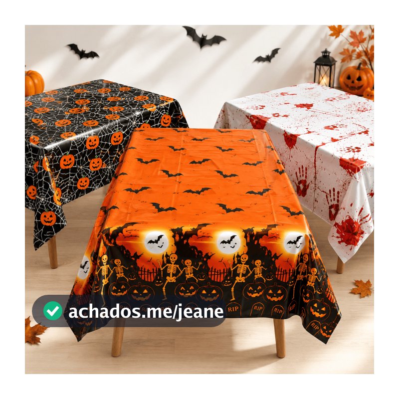 Toalha de Mesa Halloween Decorativa 1,37x1,83 cm