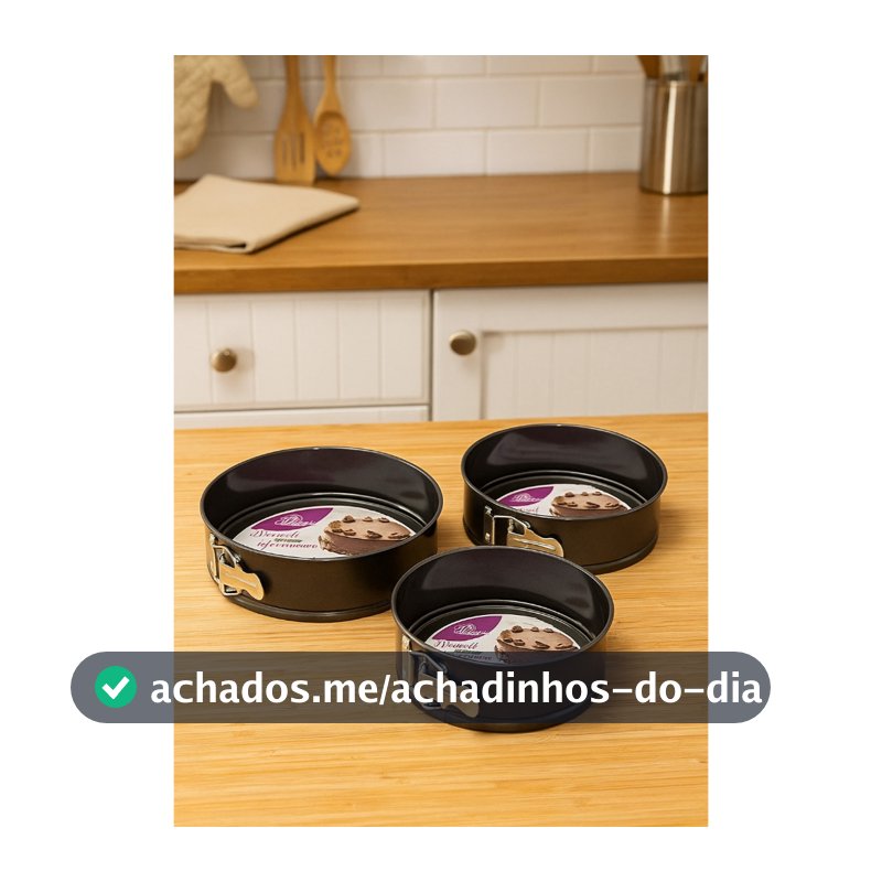 KIT 3 FORMA COM FUNDO REMOVIVEL ANTIADERENCIA 24CM 26 CM 28 CM