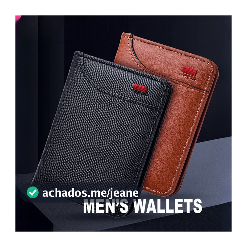 Carteira Dupla Fina Masculina – Janela De Identificação Vertical E Porta-Cartões Compacto Com Slot Para Vários