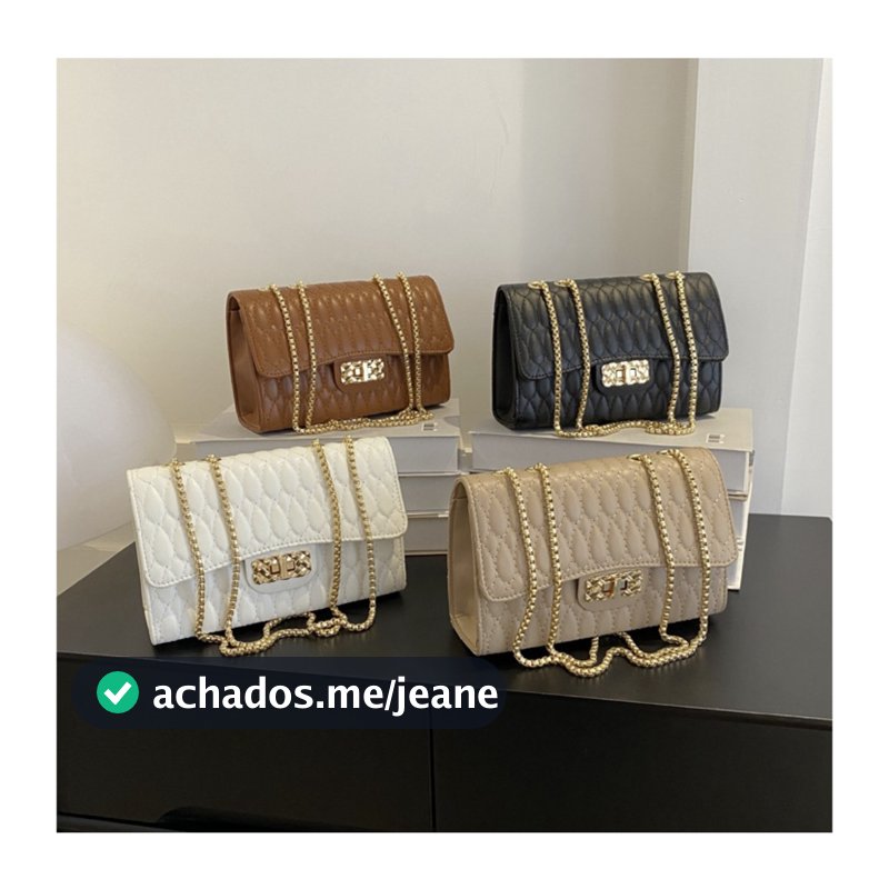 Bolsa pequena quadrada com corrente elegante, bolsa de ombro feminina, bolsa transversal para viagem