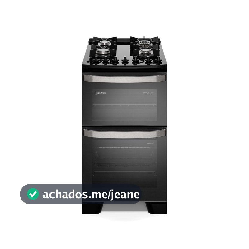 Fogão 4 bocas Electrolux Preto Experience Mesa de Vidro, 2 Fornos e Grade de Ferro Fundido (FE4DB)
