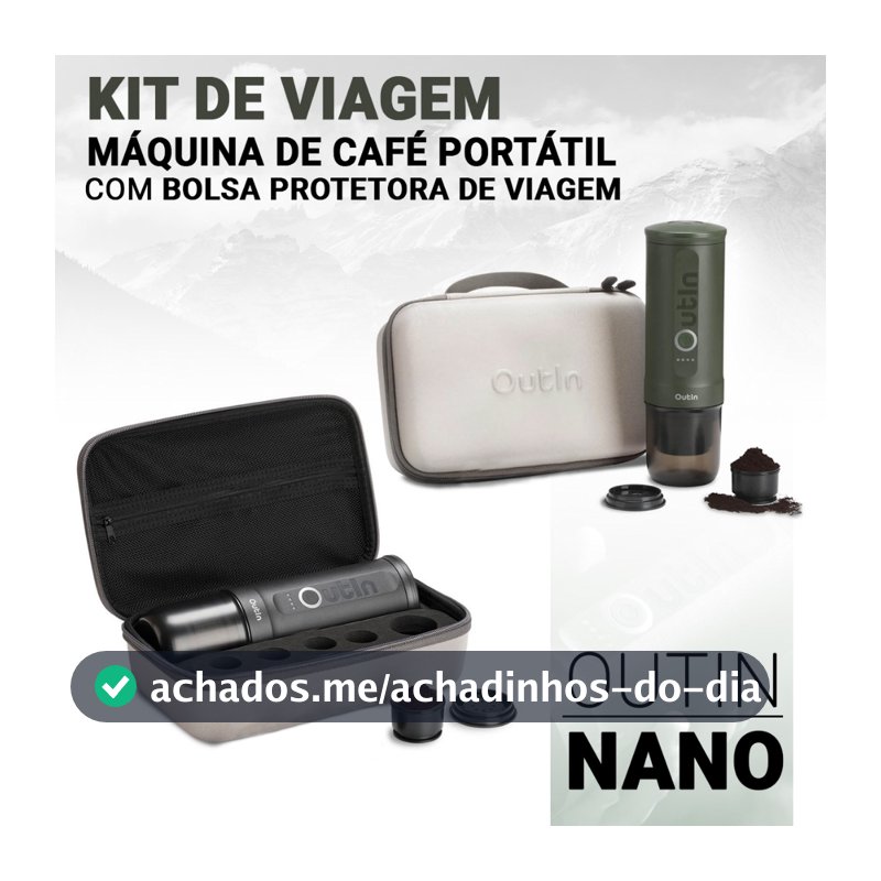 Máquina De Café Portátil Nano 20 Bar OutIn Com Capa Protetora Kit De Viagem
