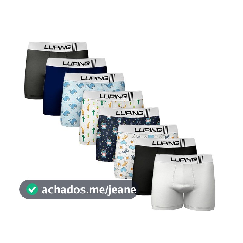 Kit 10, 5 Cuecas Microfibra Infantil Boxer Shortinho Forro 100% Algodão Lisas E Com Desenhos