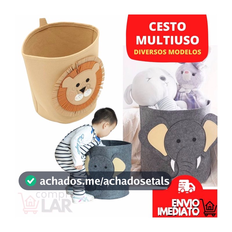 Cesto Organizador Infantil Bichinhos Animais Quarto de Criança Armazenador de Brinquedo Decoração Dobrável