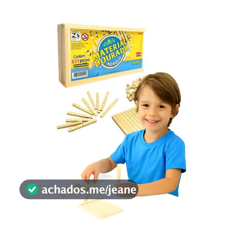 Material Dourado Individual 111 Peças Madeira Educativo Matemática Pedagógico Jott Play Pais Filhos
