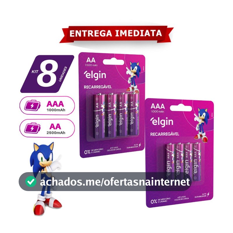 Pilha Recarregável Elgin AAA AA Palito e Comum Original