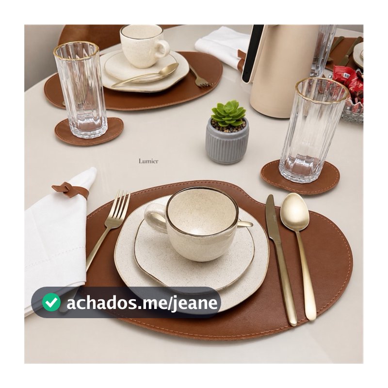 Jogo Americano - Sousplat de Couro P.U Com Porta Copos Para Mesa de Jantar. (KIT 2,4,6,8).