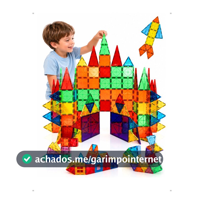 Brinquedo Educativo Blocos Magnéticos Infantil de Construção Montar STEM 32 48 60 120 Peças