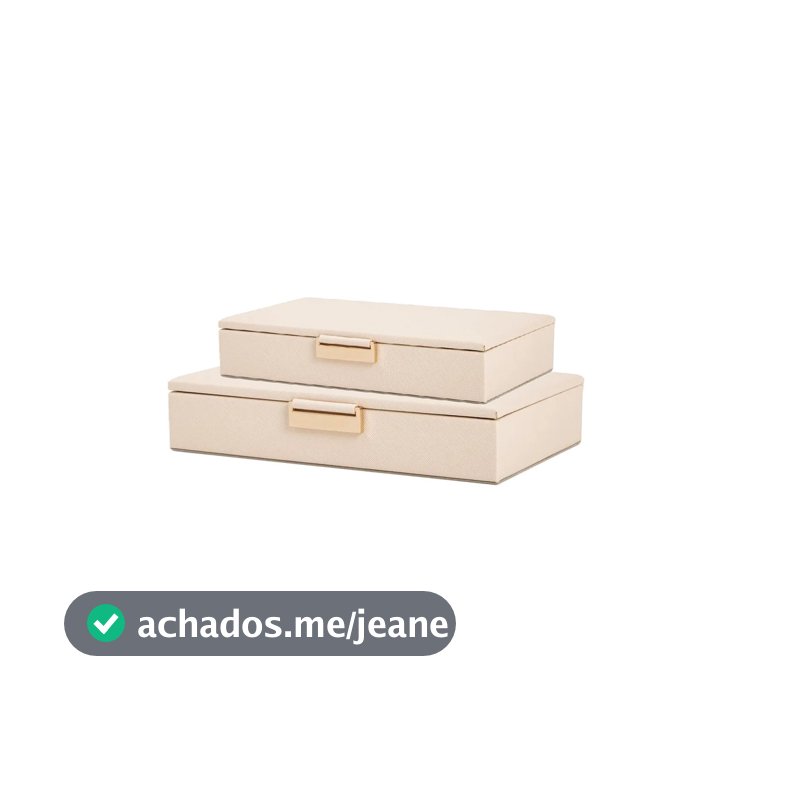 Kit duas Caixas Em Mdf Com Revestimento Em Pu Off White Mart