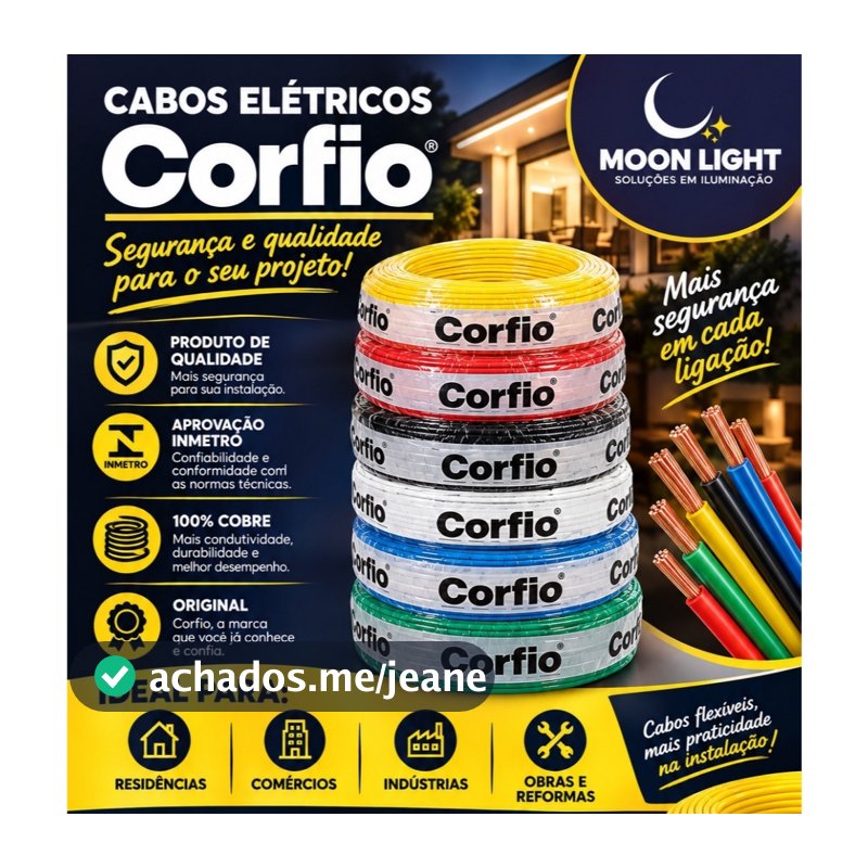 CABO FIO FLEXÍVEL CORFIO 0,75mm 750v - ORIGINAL 100% COBRE
