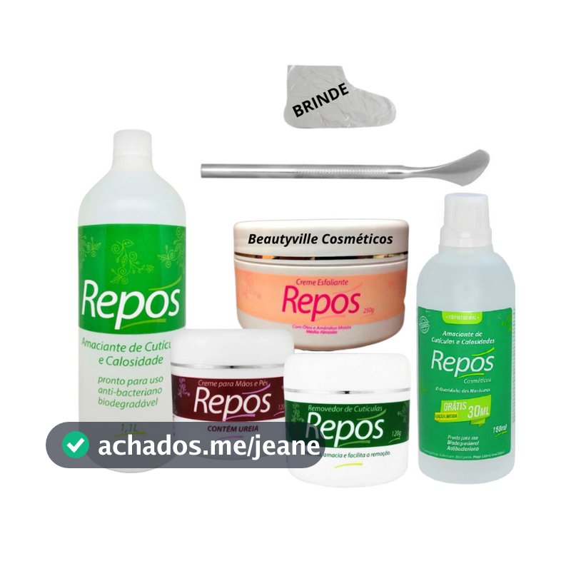 Kit Spa Pés Amaciante 150ml + 1,1 Lts + Esfoliante 250g Repós + Creme 120g + Ureia 120g + Espatula
