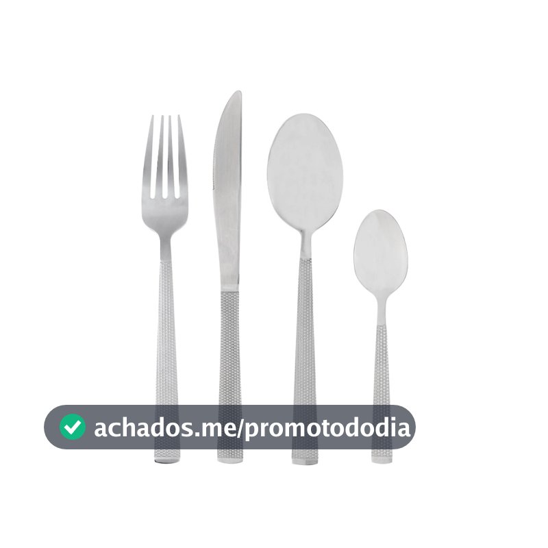 Faqueiro 16 Peças Aço Inox Santorini Lyor Prata Jogo de Talheres Completo para 4 Pessoas Mesa Posta Sobremesa Resistente