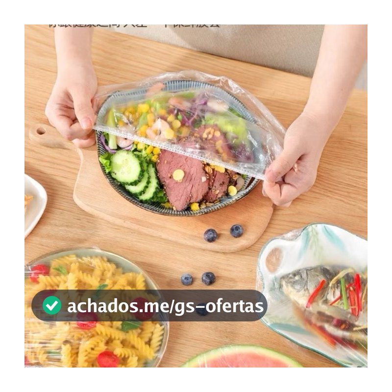 Kit com 100/200/300 Unidades de Tampa De Plástico descartável para alimento