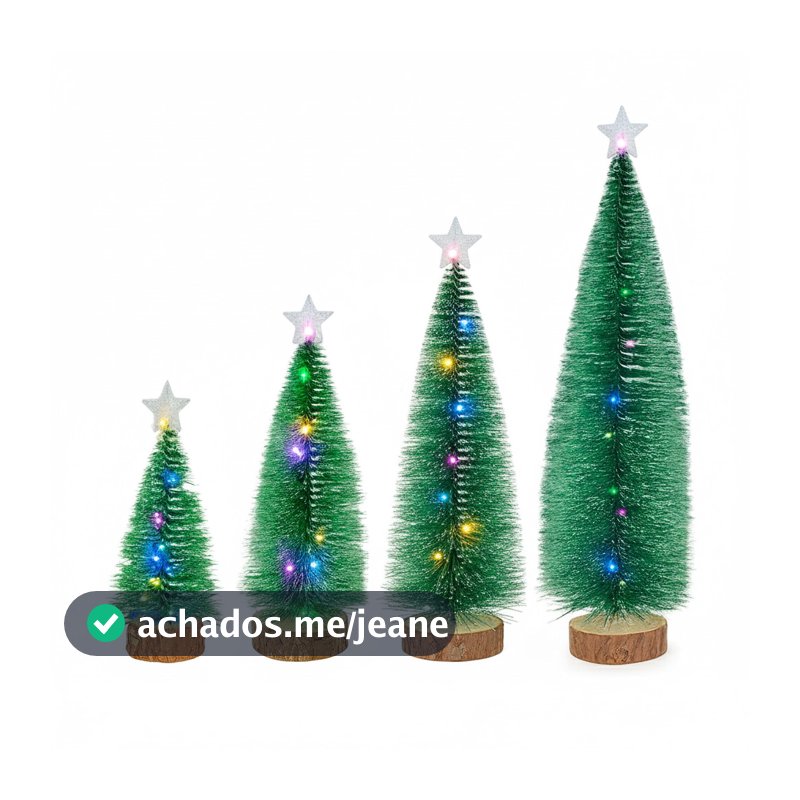 Kit 4 Mini Pinheiros de Natal Iluminados LED Vila Natalinas Variadas Decoração Ambiente Festivo