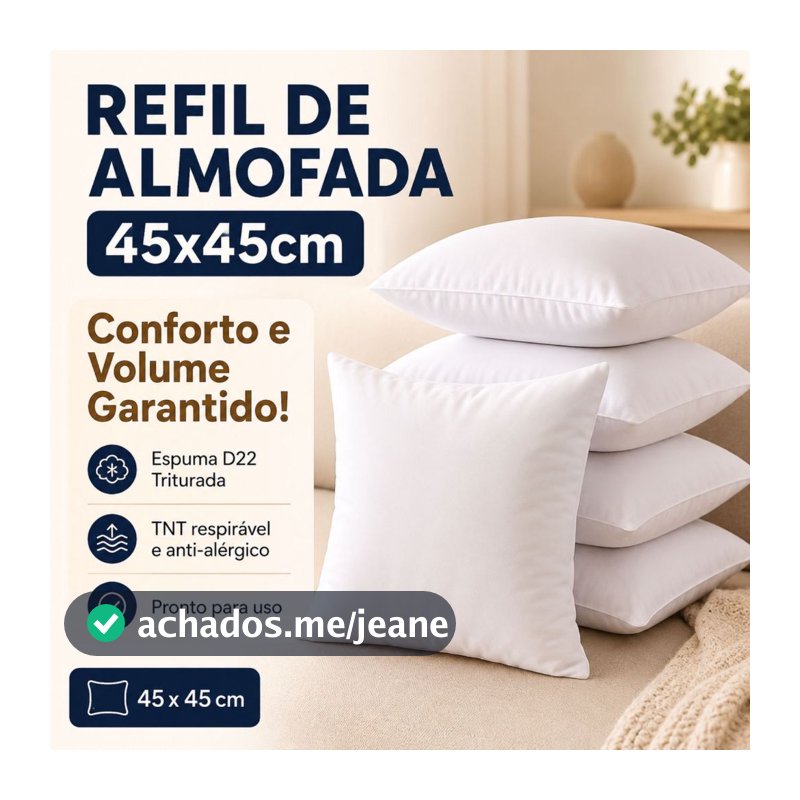 Kit 2 e 4 Almofadas 45cm x 45cm de Espuma Extra Macio - Envio Imediato