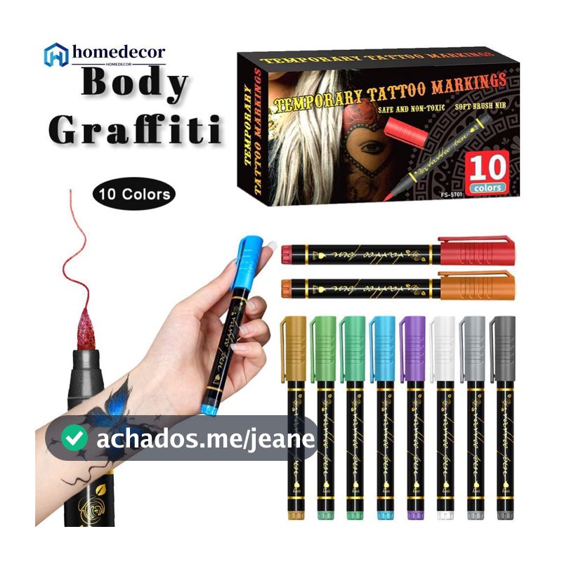 HOMEDECOR Conjunto De Pintura Corporal Facial De 10 Cores Caneta De Tatuagem Temporária Maquiagem Para Crianças Hallowee