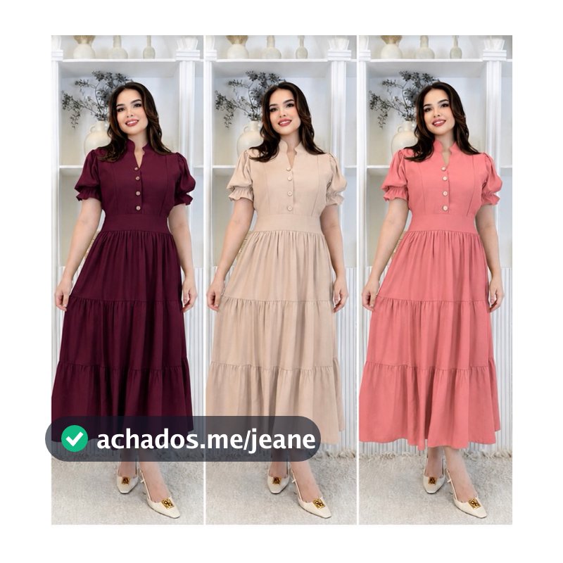 Vestido Longo Feminino Sofisticaçao Em Tecido Sensoriale Marrante - Moda Evangelica