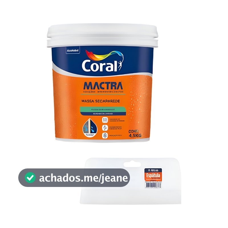 Massa Seca Parede Reparo De Parede Com Umidade Mactra 4,5kg + Espatula 20cm x 8,8cm
